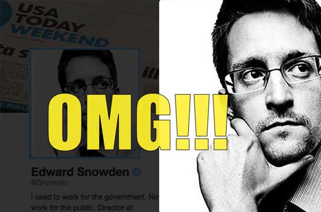 OMG Ed Snowden is on Twitter!!!!