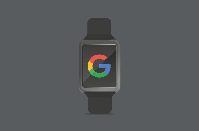 An illustratoin of a smart watch with Google's logo on the face.