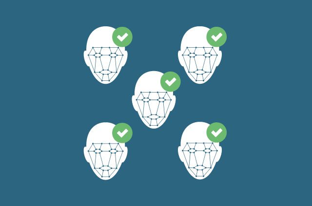 Face ID scans with checkmarks next to them