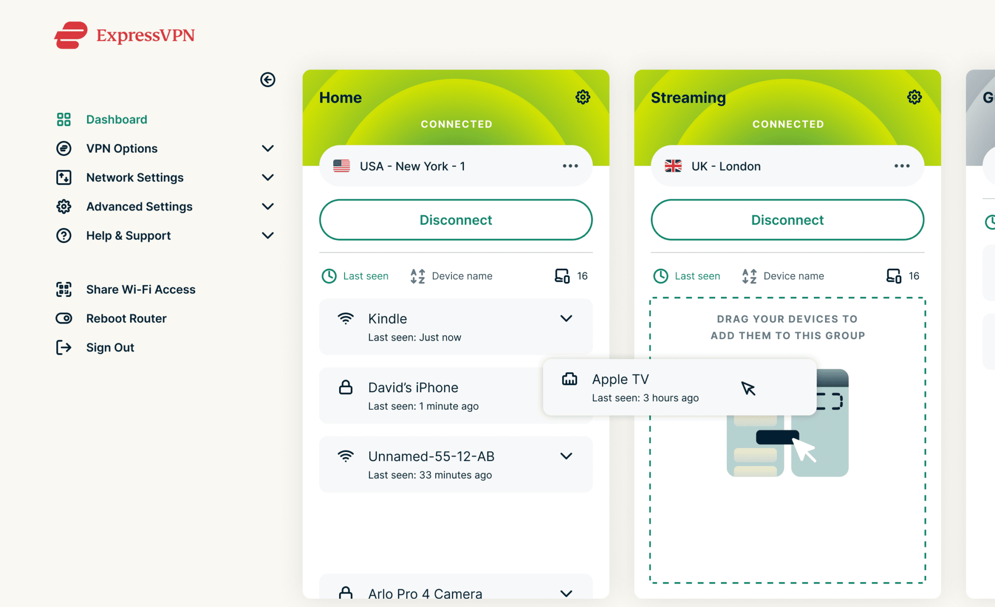 Aircove device groups.