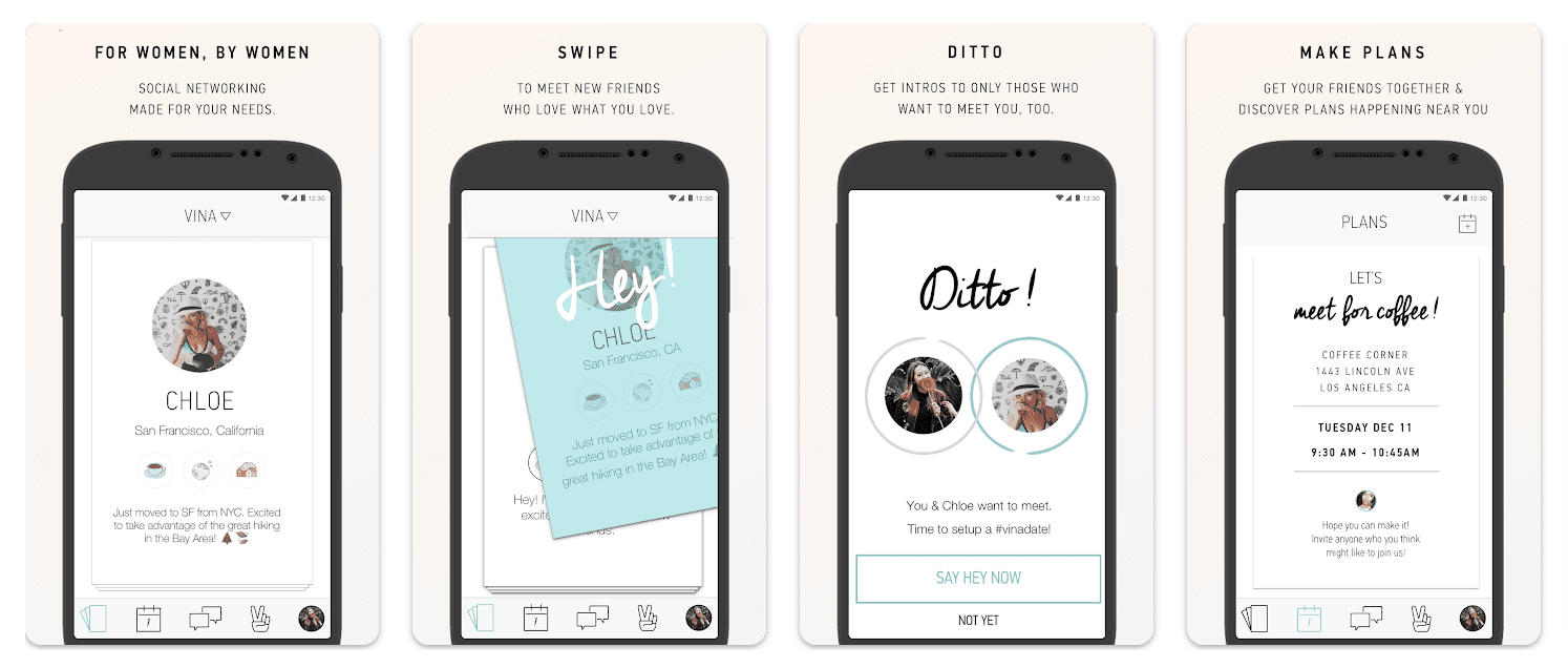 Hey! VINA app interface