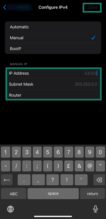 Configuring static IP address in iOS.