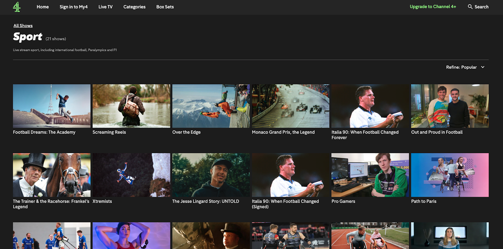 Screenshot of Channel 4