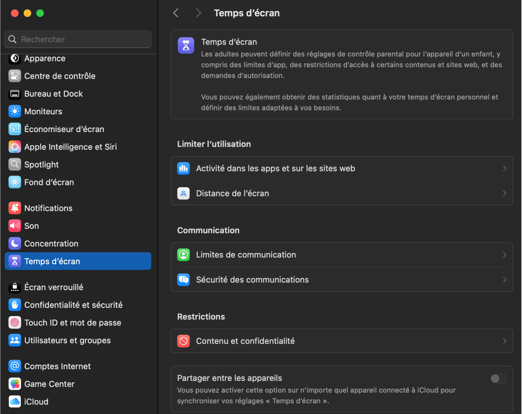 Select Screen Time Mac Fr