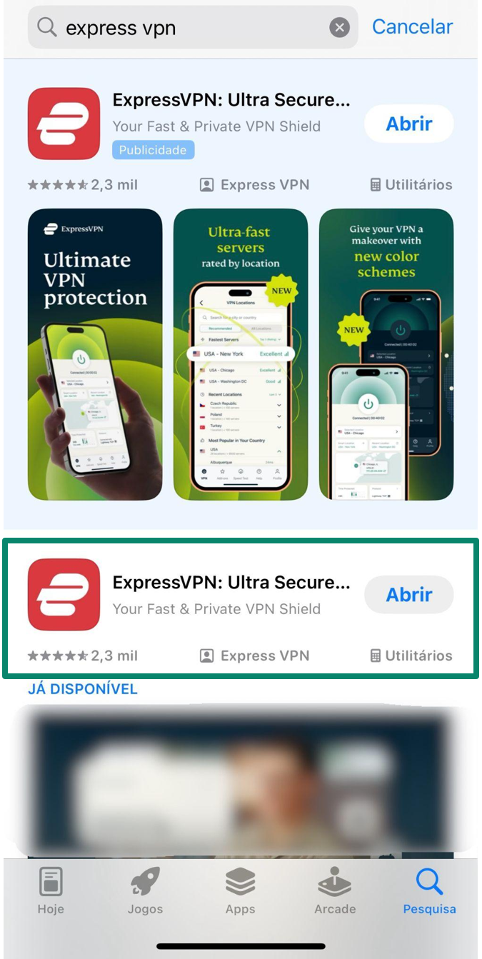 The ExpressVPN app in the Apple App Store