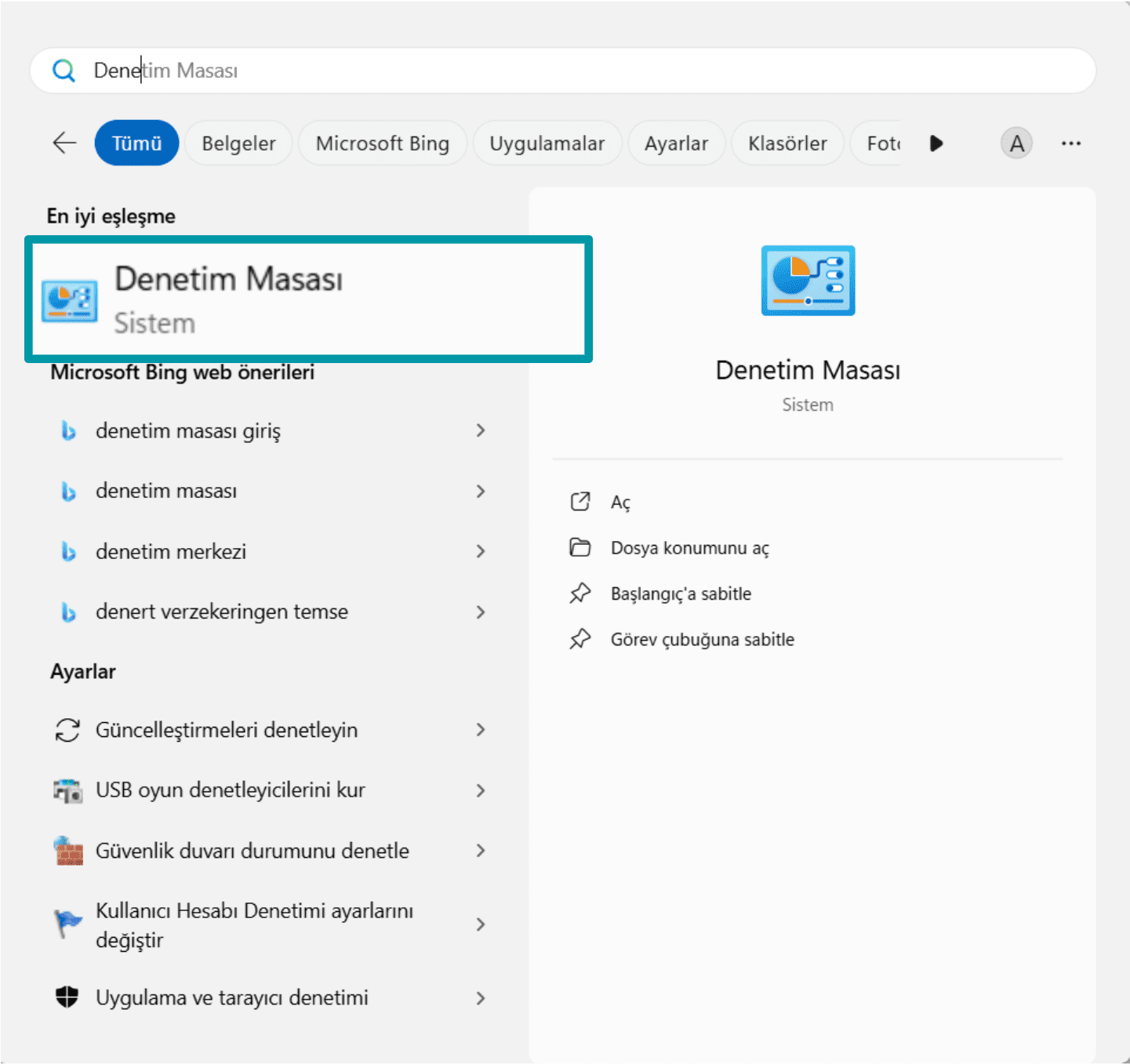 Go To Control Panel Tr