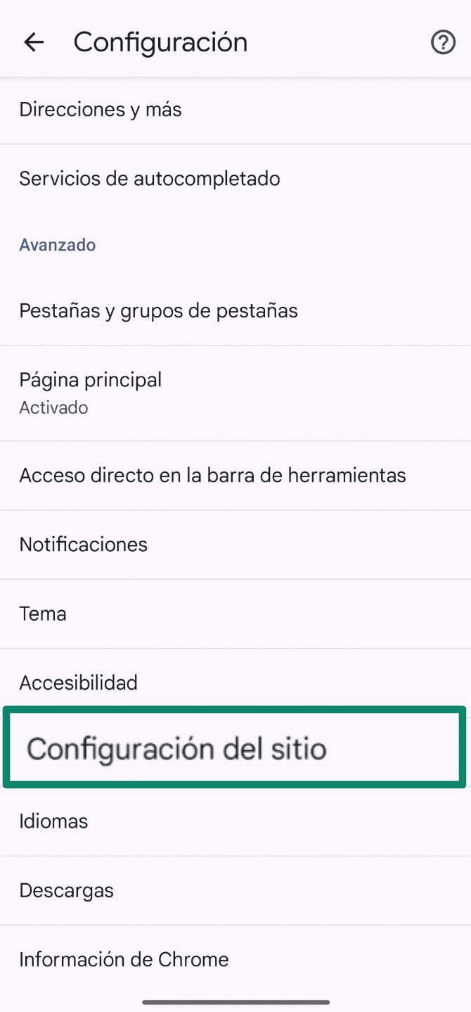 Select Site Settings Es