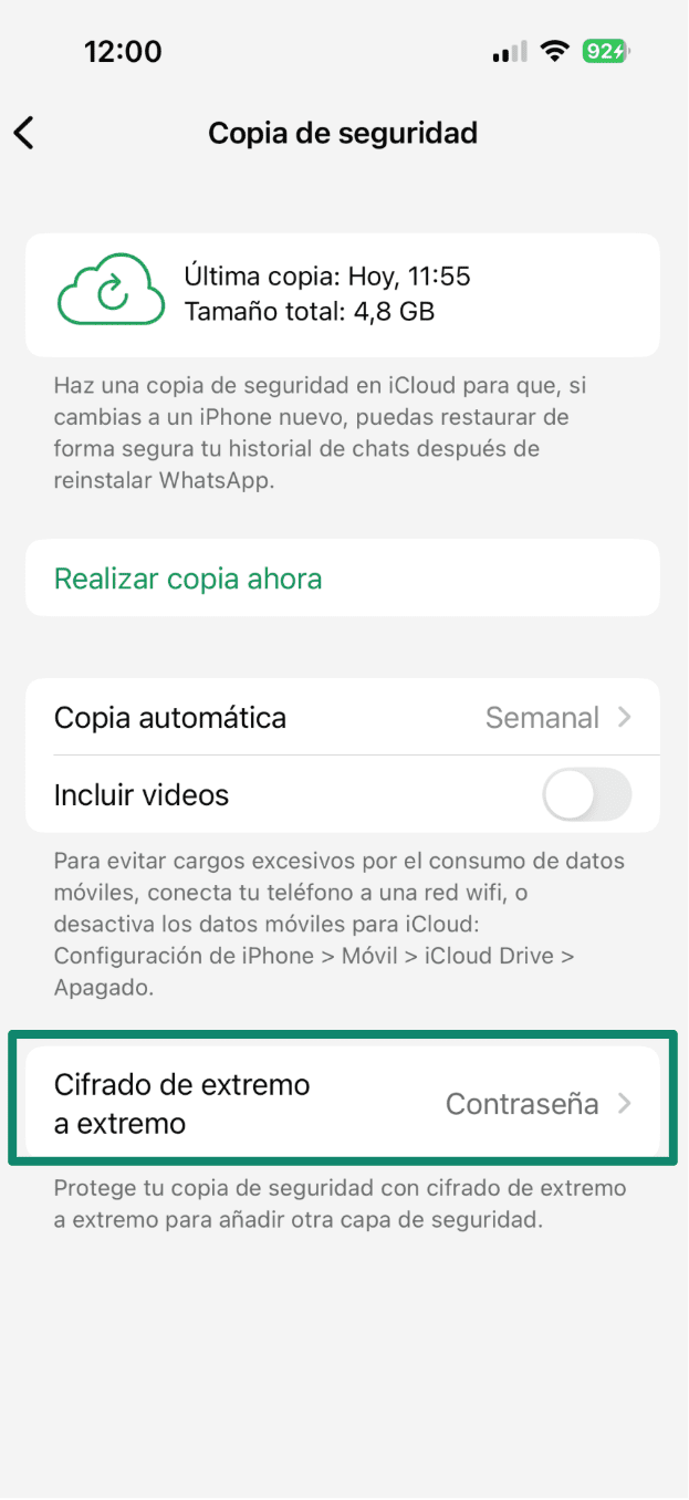 Confirm End To End Encrypted Backup Is On Es