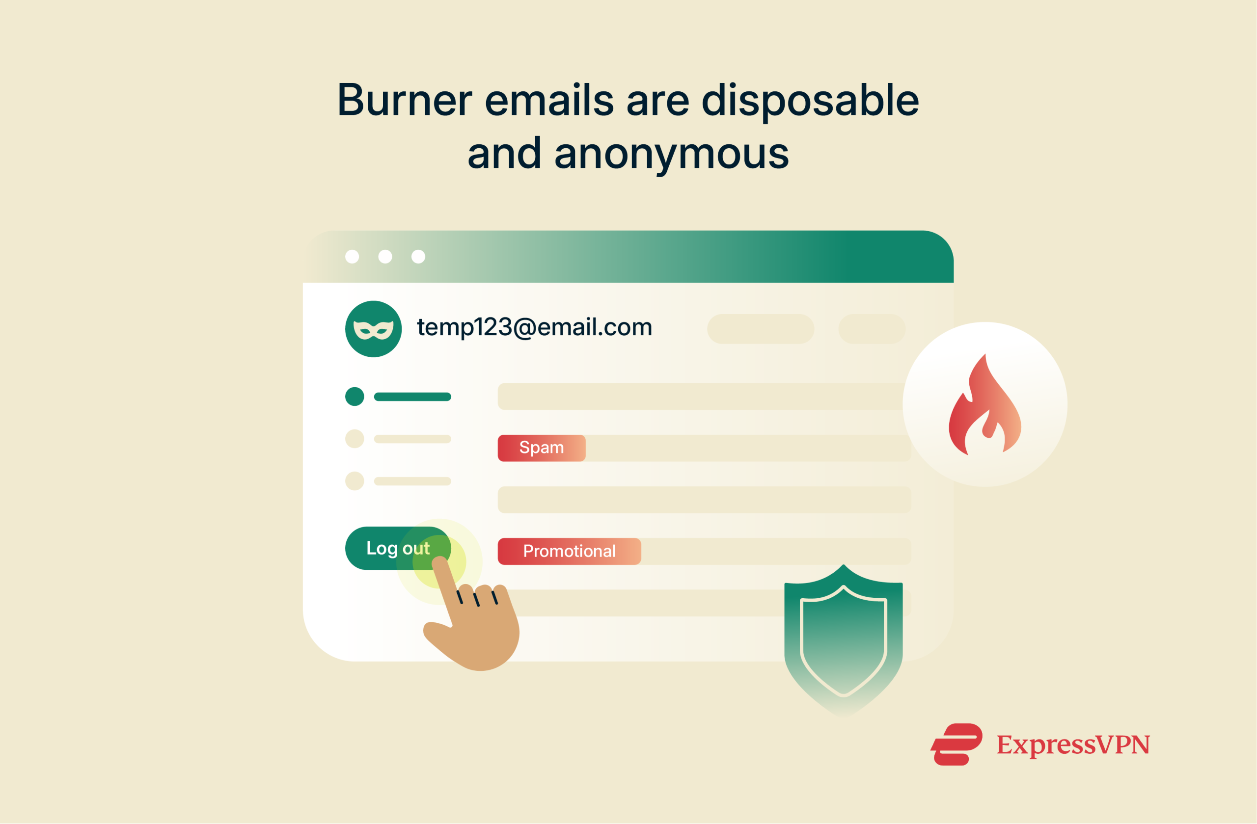 Illustration showing benefits of a burner email.
