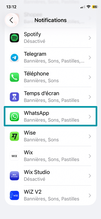 The Notifications settings on an iPhone.