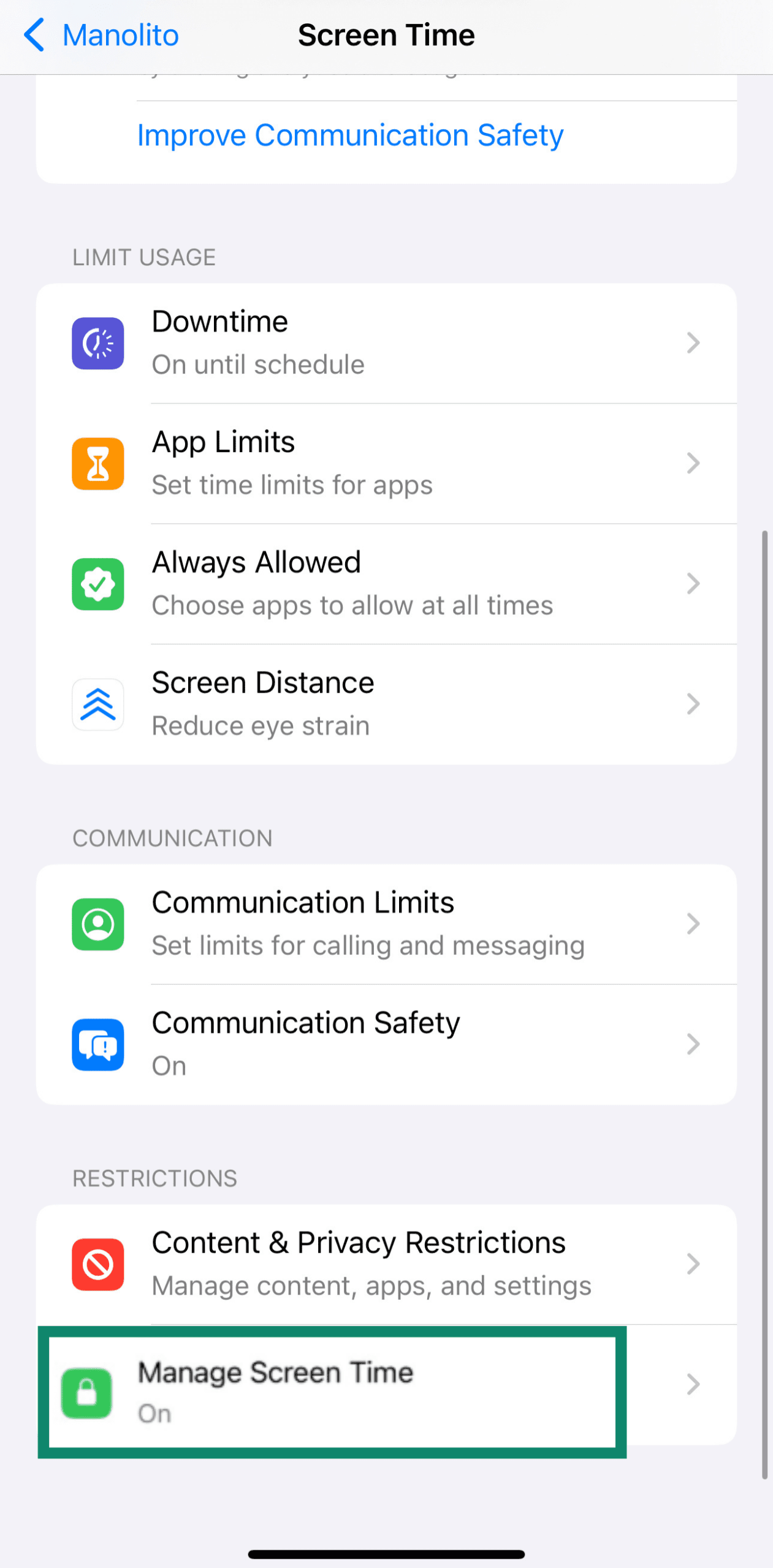 iPhone Settings screen with “Family” option highlighted under Apple ID