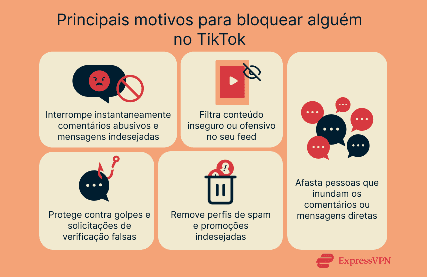 Visual showing the top reasons to block someone on TikTok.
