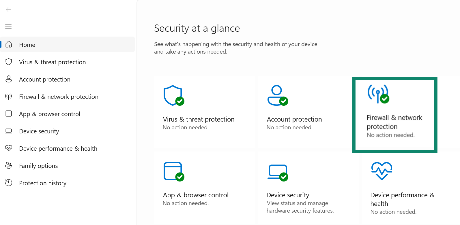 Open your Windows Firewall & network protection menu.