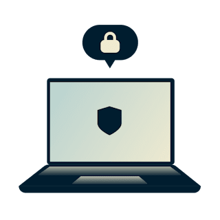 Laptop povezan na internet putem proksi servera.