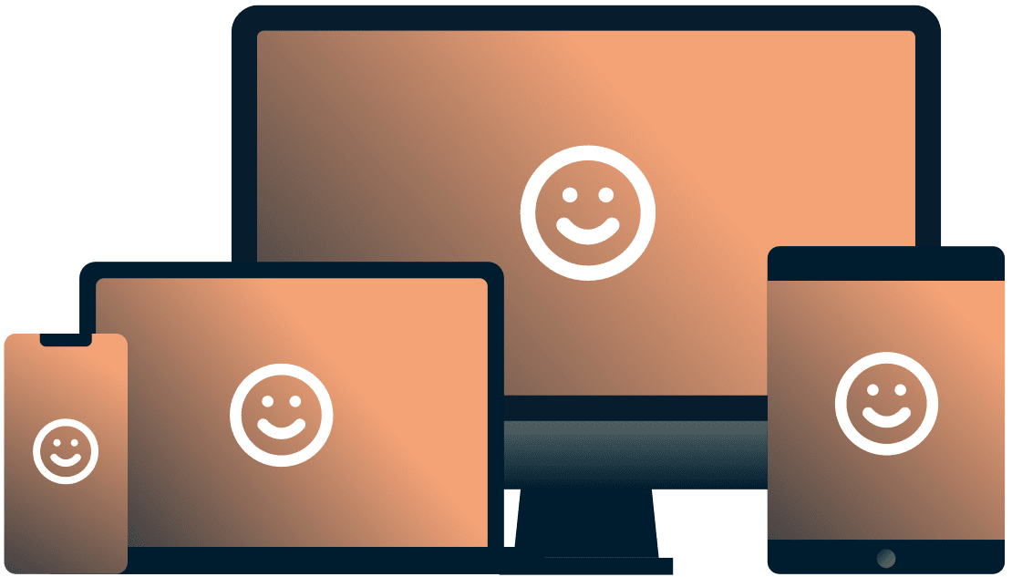 Erilaisia laitteita, joissa on hymynaamoja.