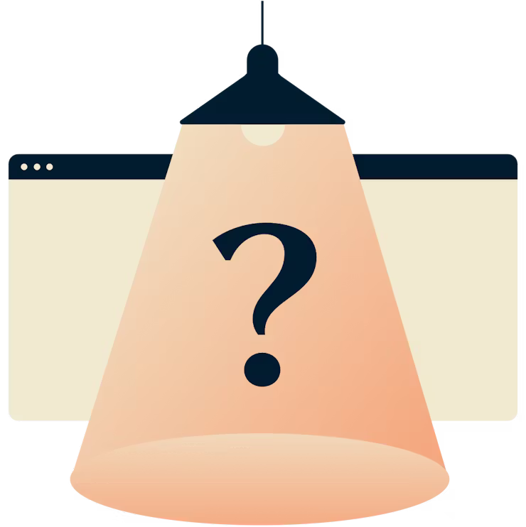 Bir lamba ışığı altında soru işareti.