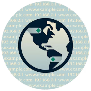 Globus med Amerika med DNS og web-URL'er i baggrunden.