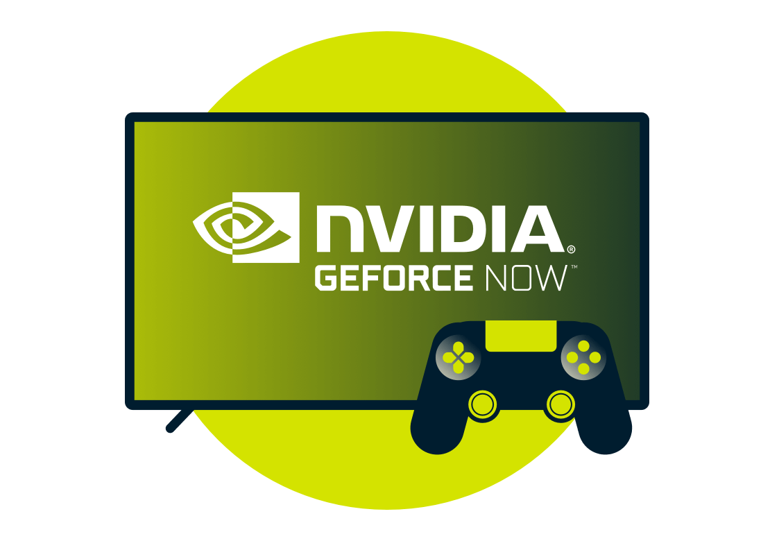 โลโก้ Nvidia GeForce Now บนหน้าจอคอลโทรลเลอร์