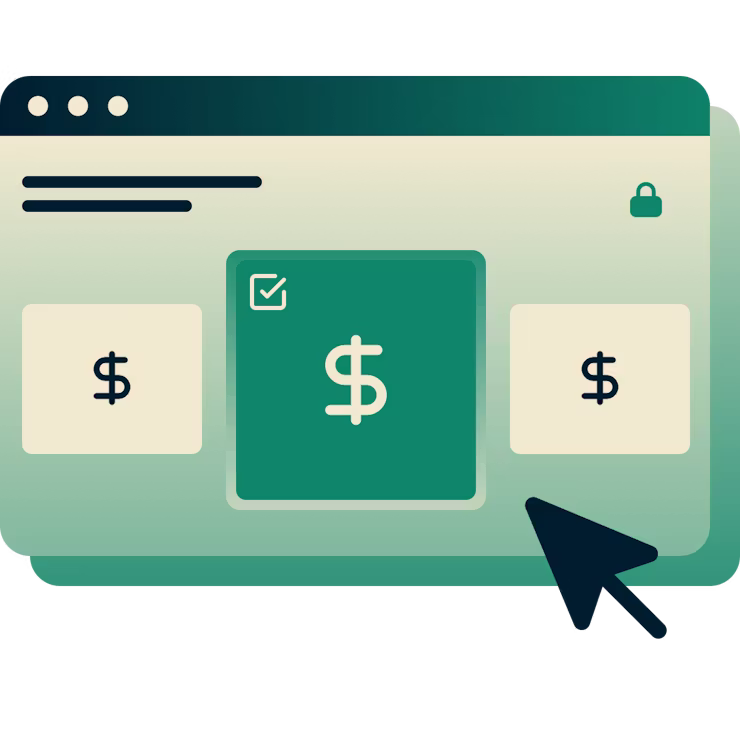 Pagina di sottoscrizione degli abbonamenti che mostra tre tipi di abbonamento, tra cui un piano annuale e un piano mensile ExpressVPN.