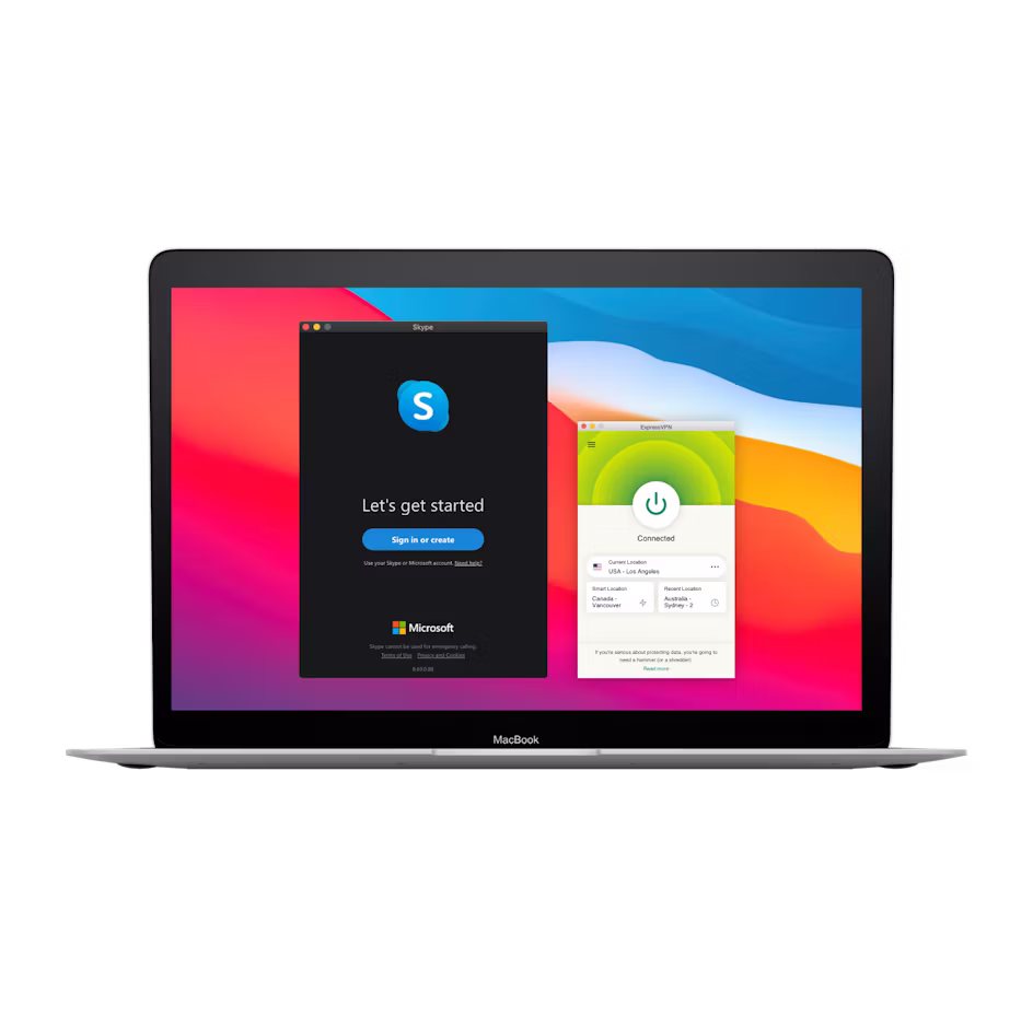 Interfaz de usuario de Skype con una VPN.