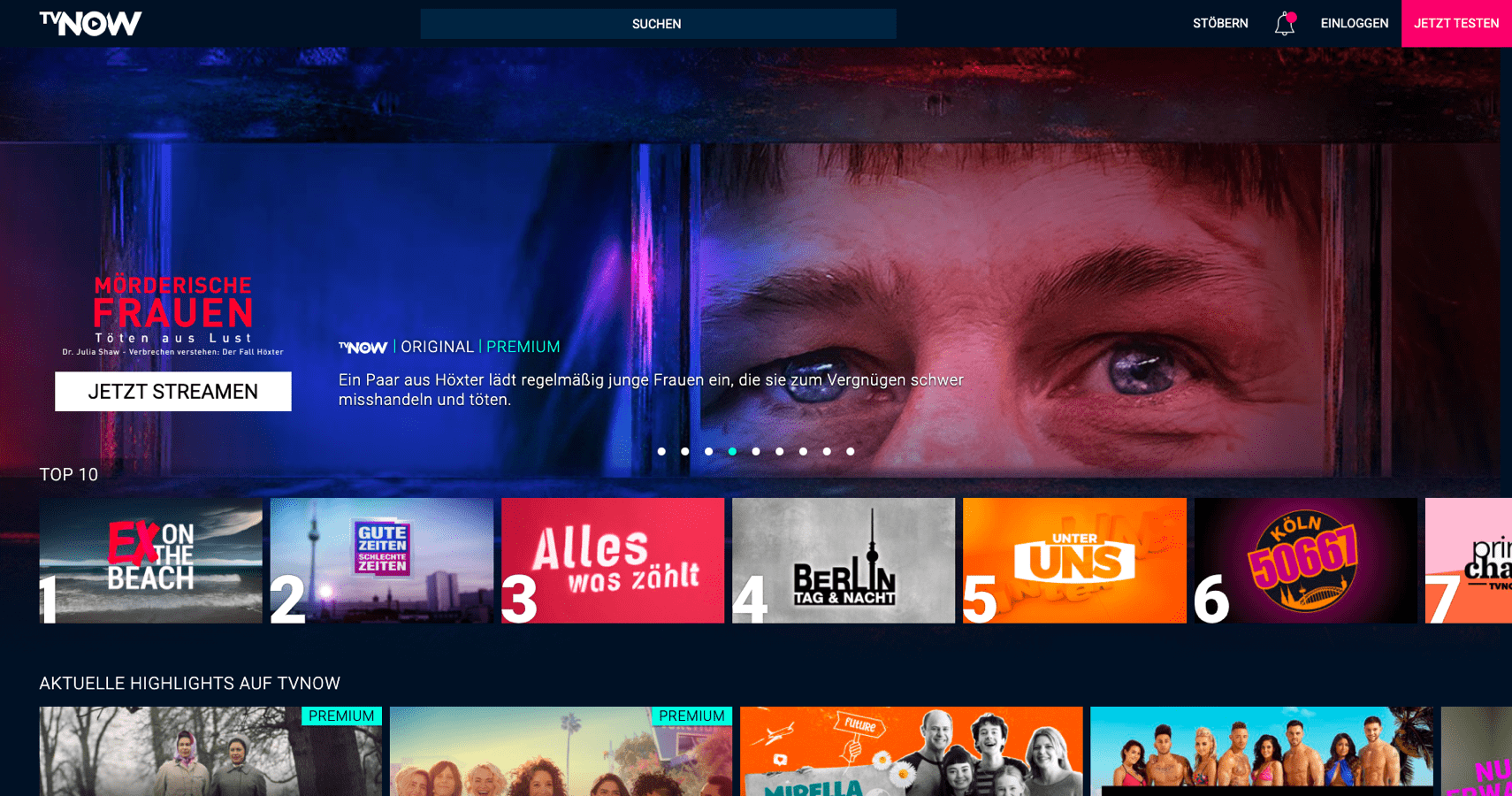 TVNOW on a desktop screen.