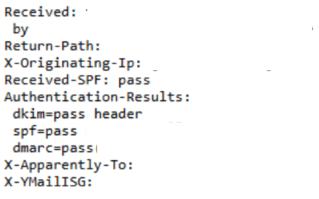 The header metadata from Yahoo mail.