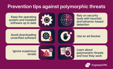 An infographic showing best practices for preventing polymorphic virus infections