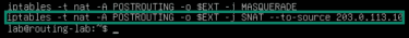 IP forwarding Linux example using NAT and SNAT rules.