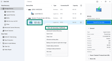 Disk Drill searching for lost data.