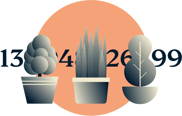 Три растения, покрывающие числовую линию.